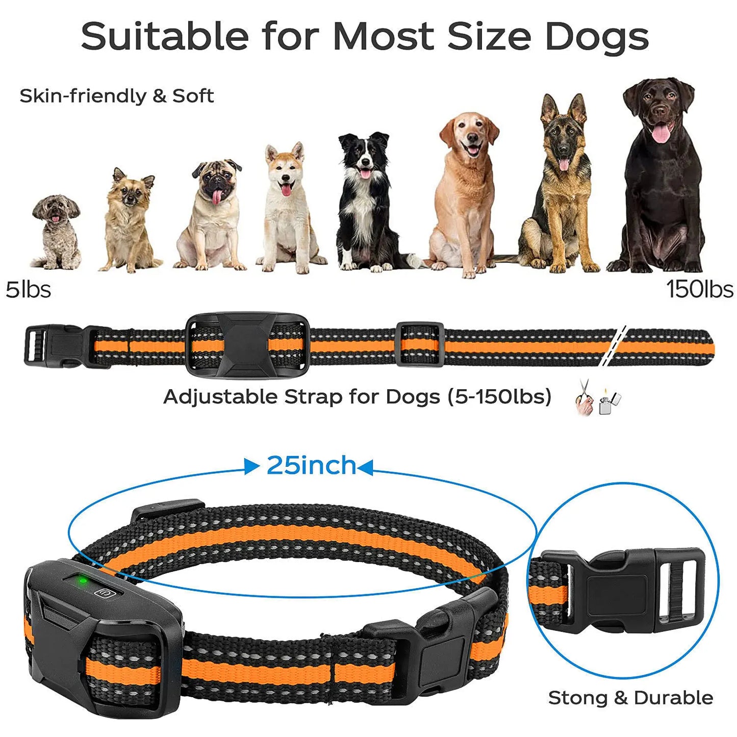 Electric Dog Training Collar Remote Control With Shock Vibration sounds