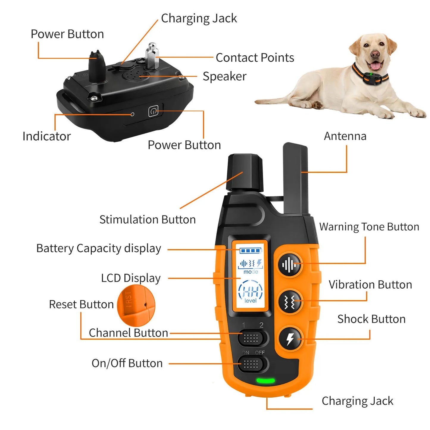 Electric Dog Training Collar Remote Control With Shock Vibration sounds